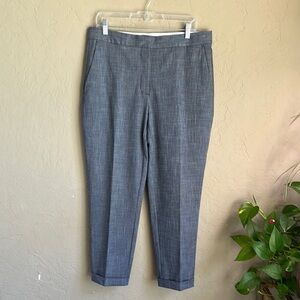 Zara navy and white dress trouser size 10 side‎ pocket rolled hem